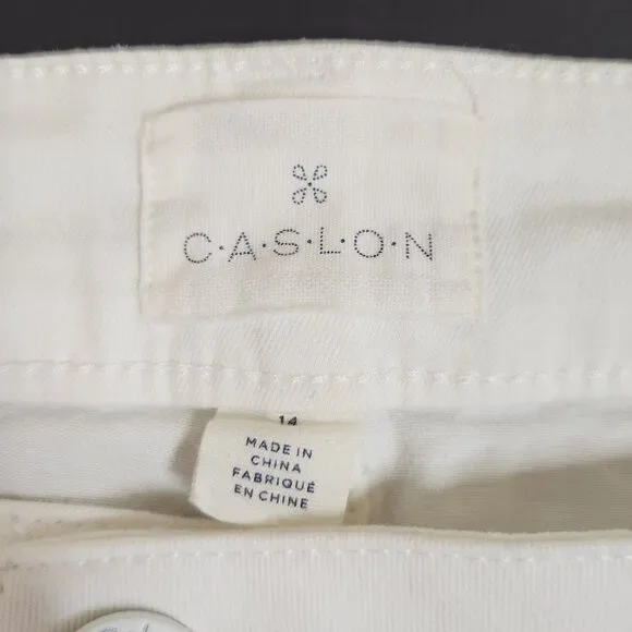 Caslon White Stretch Cotton Chino Ankle Pants Nordstrom Women's 14 NWT Preppy - Picture 5 of 10